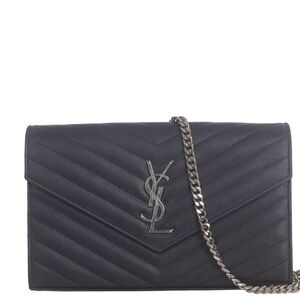 ♥️Saint Laurent Portefeuille Paris Small Envelope Black Leather Crossbody Bag ♥️